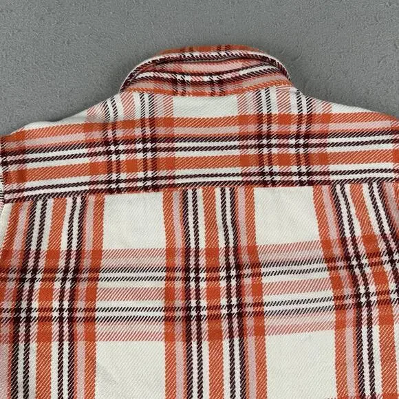 Outerknown Blanket Shirt Women’s M/L Orange Plaid Button Up Heavyweight - Picture 15 of 16